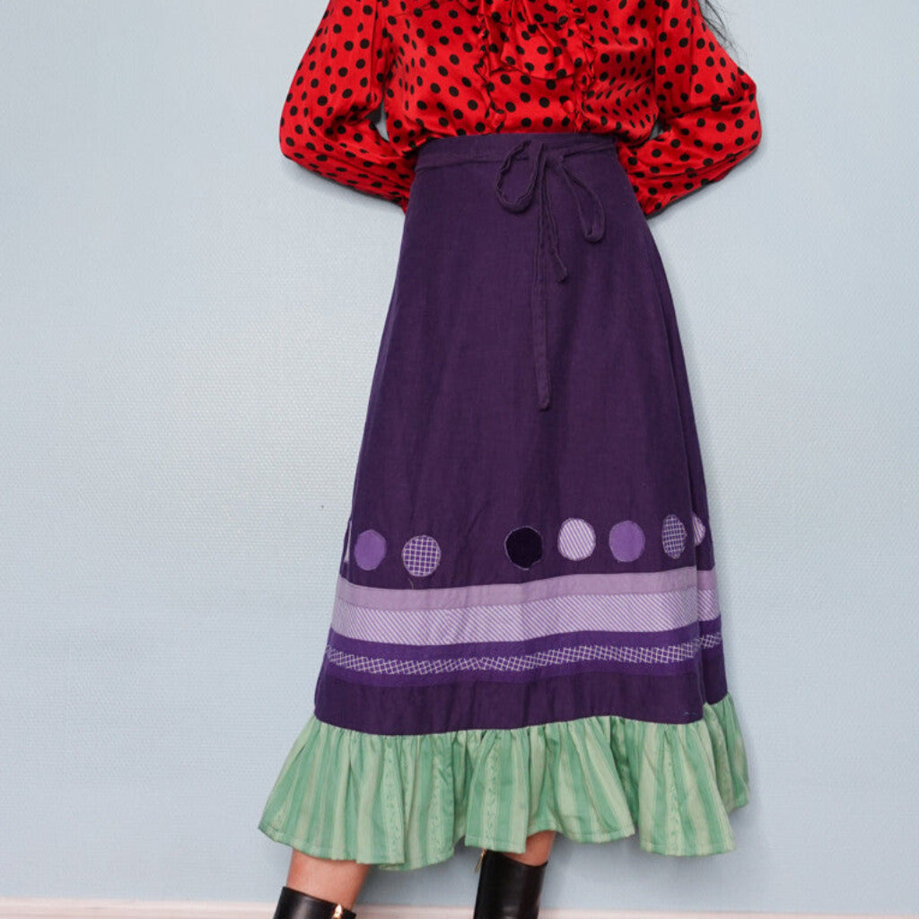 Redesign retro purple wrap skirt