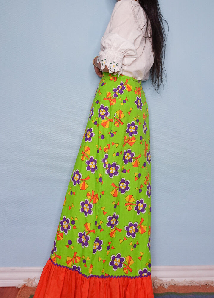 Retro green maxi skirt