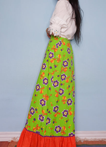 Retro green maxi skirt