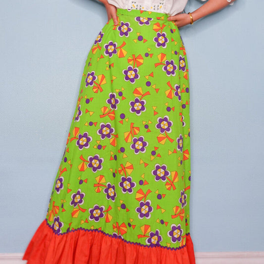 Retro green maxi skirt