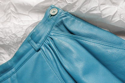 Turquoise leather shorts S/M