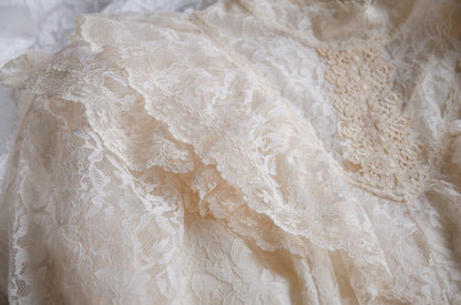 70s lace wedding dress S