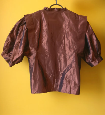 Brown satin blouse L