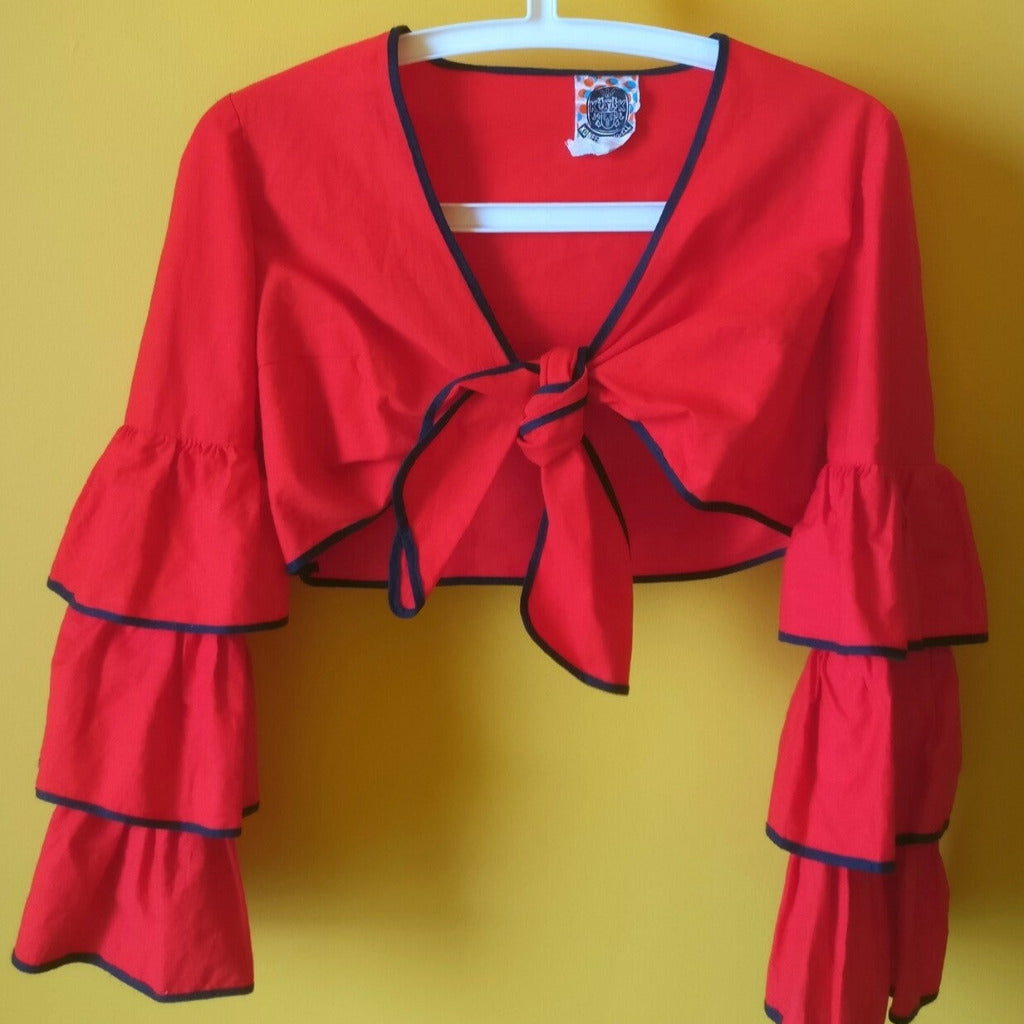 Red ruffle cropped top S