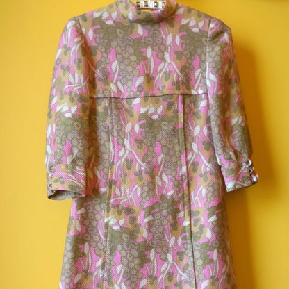 Pink pattern vintage dress XS