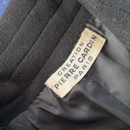 1960s Création Pierre Cardin Paris Black Wool Coat S