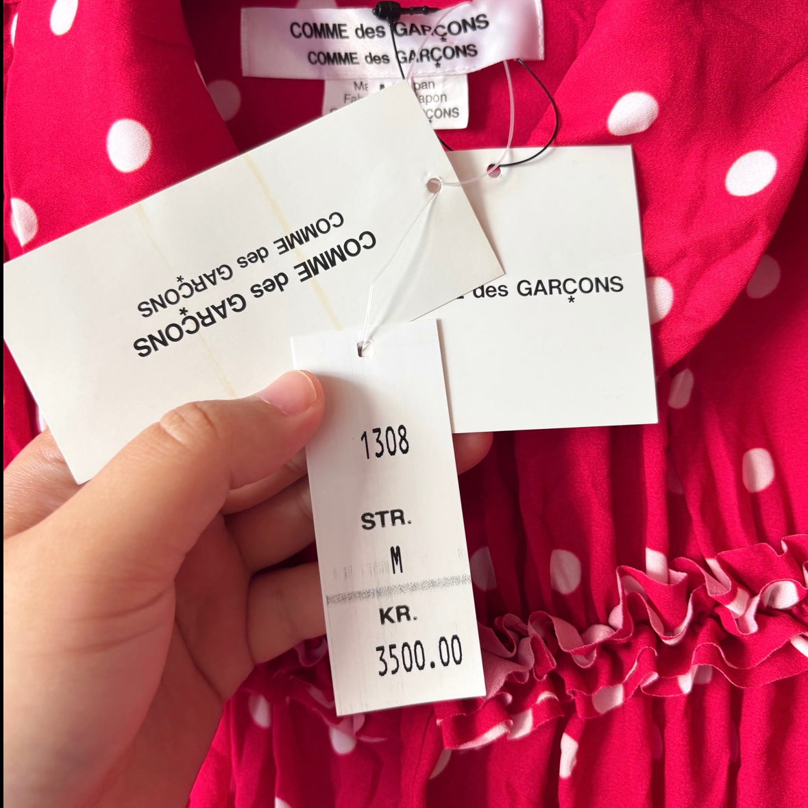 Comme des Garçons Red Polka Dot Blouse M
