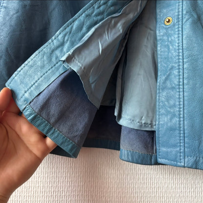 Vintage 80s Blue Leather Two-Piece Set