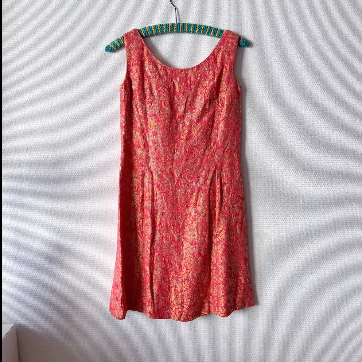 Vintage 60s Red & Orange Shimmer Dress S/XS