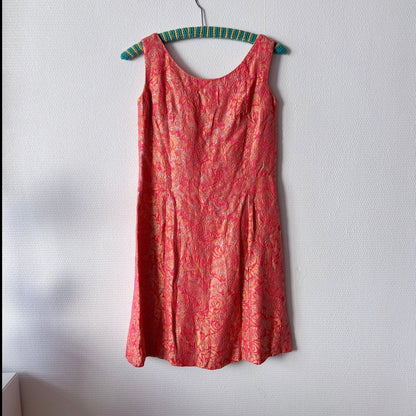 Vintage 60s Red & Orange Shimmer Dress S/XS