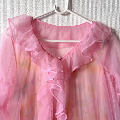 Vintage Pink Chiffon Peignoir Set