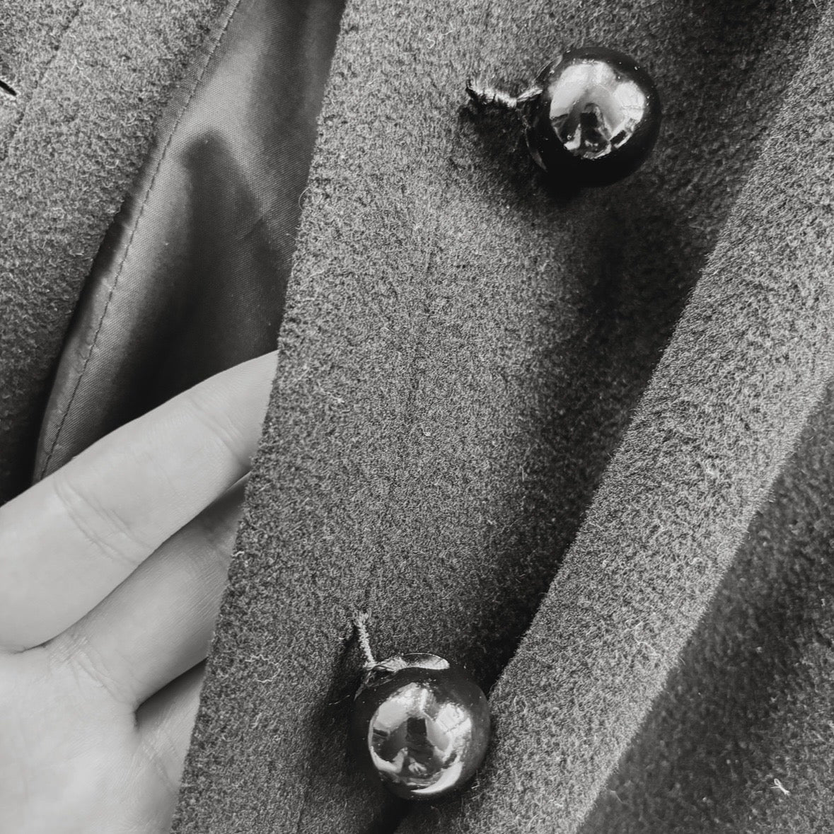 1960s Création Pierre Cardin Paris Black Wool Coat S