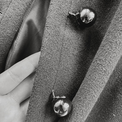 1960s Création Pierre Cardin Paris Black Wool Coat S