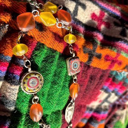 Redesigned Old Bead Tribal Charm Necklace Joy
