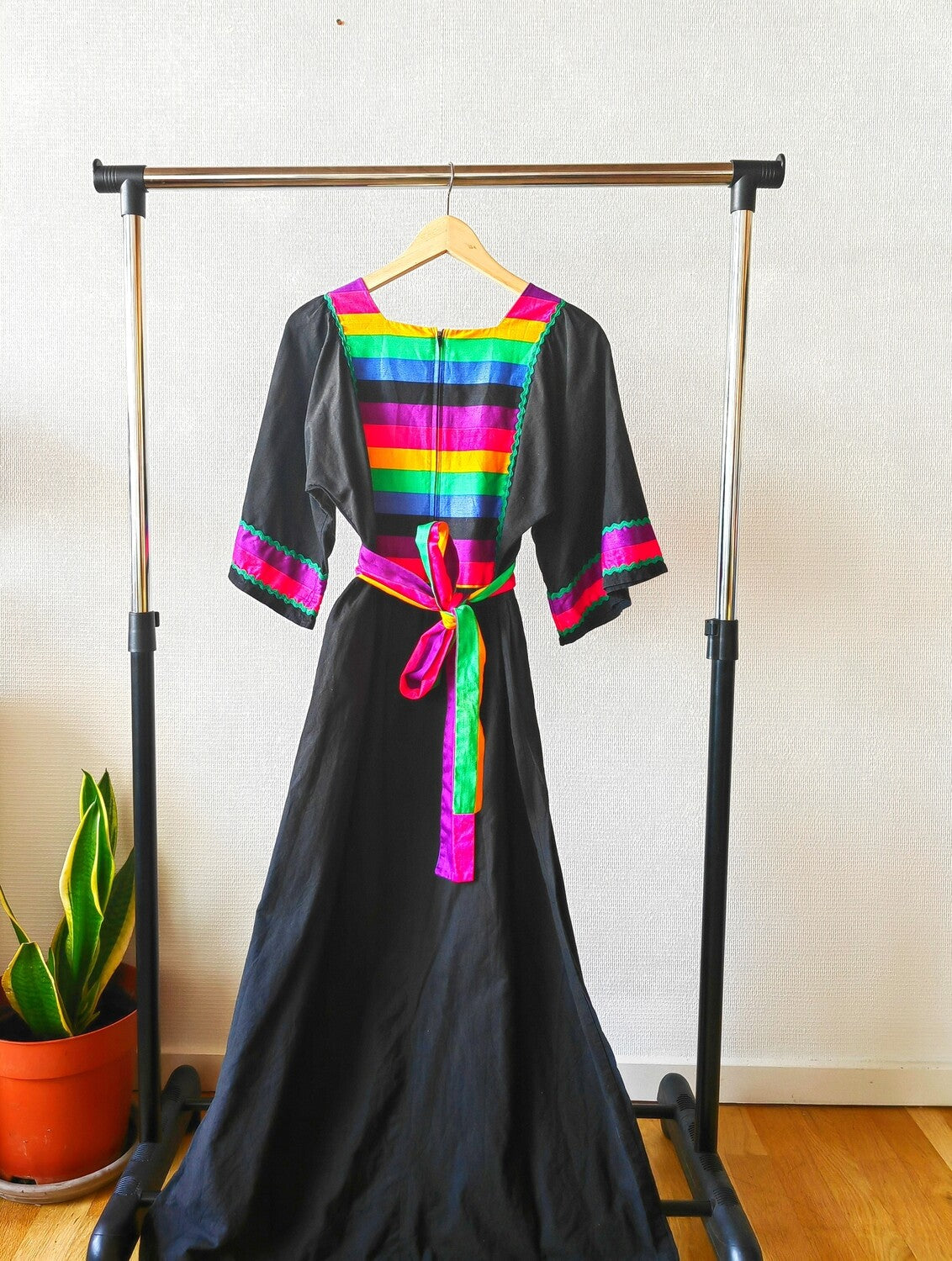 Rainbow 70s Maxi dress M