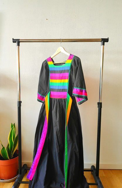 Rainbow 70s Maxi dress M