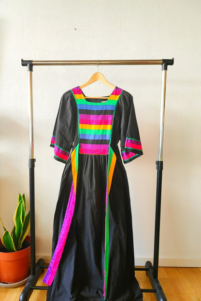 Rainbow 70s Maxi dress M