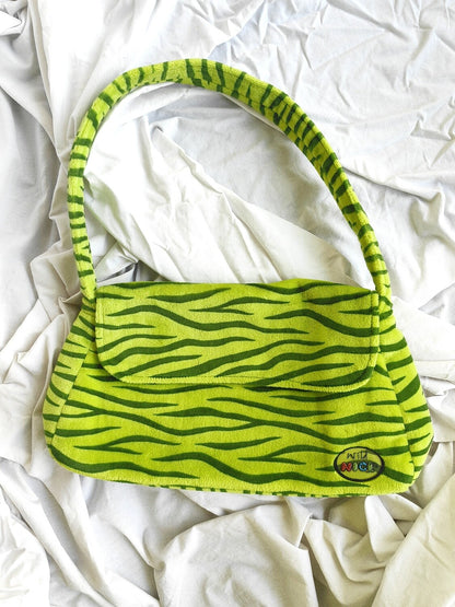 Green faux fur bag