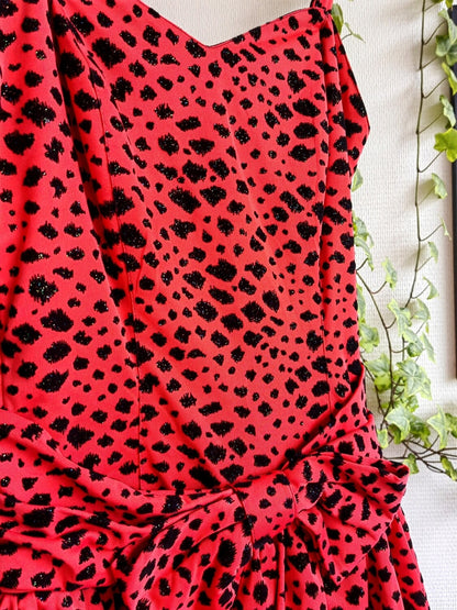 80s Red Party Dress M