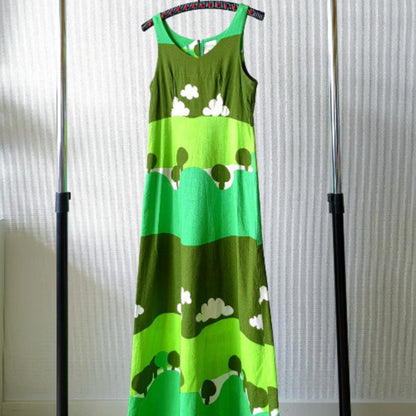 60S/70S Green Maxi Dress XS