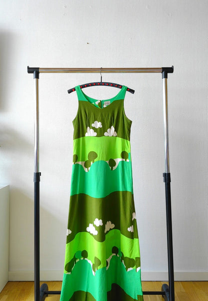 60S/70S Green Maxi Dress XS