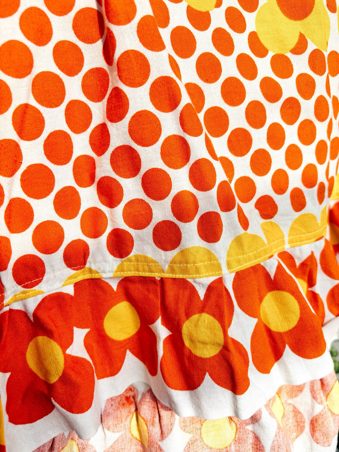 Playful Vintage Orange Floral Cotton Skirt S/M