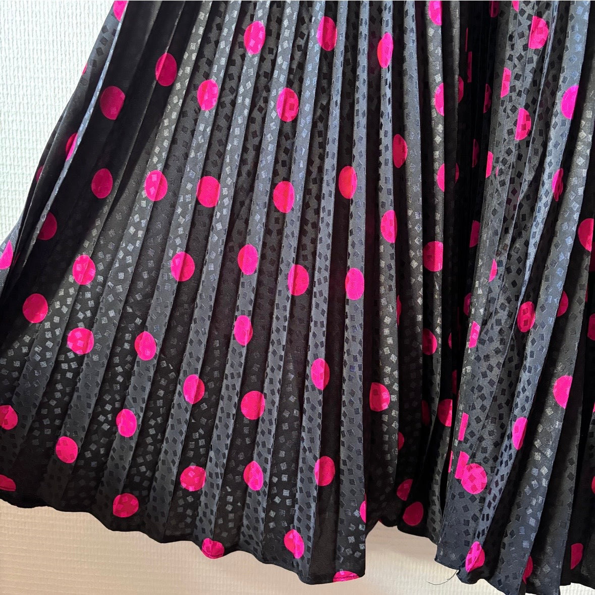 Vintage 80s Polka Dot Pleated Dress