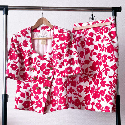 Vintage Guy Laroche red flower set S/XS