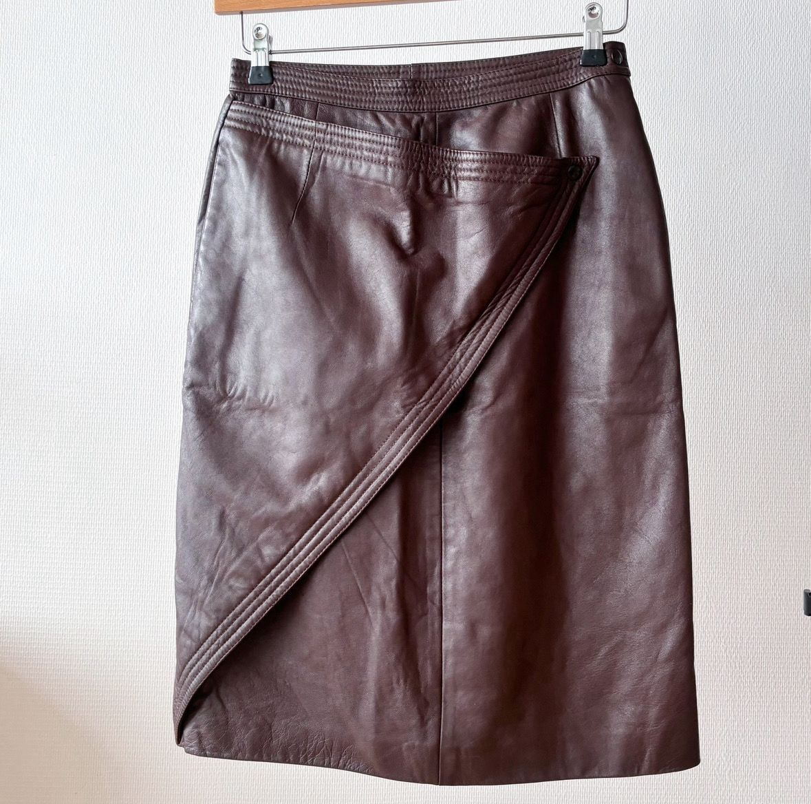 Asymmetrical Design Leather Skirt S