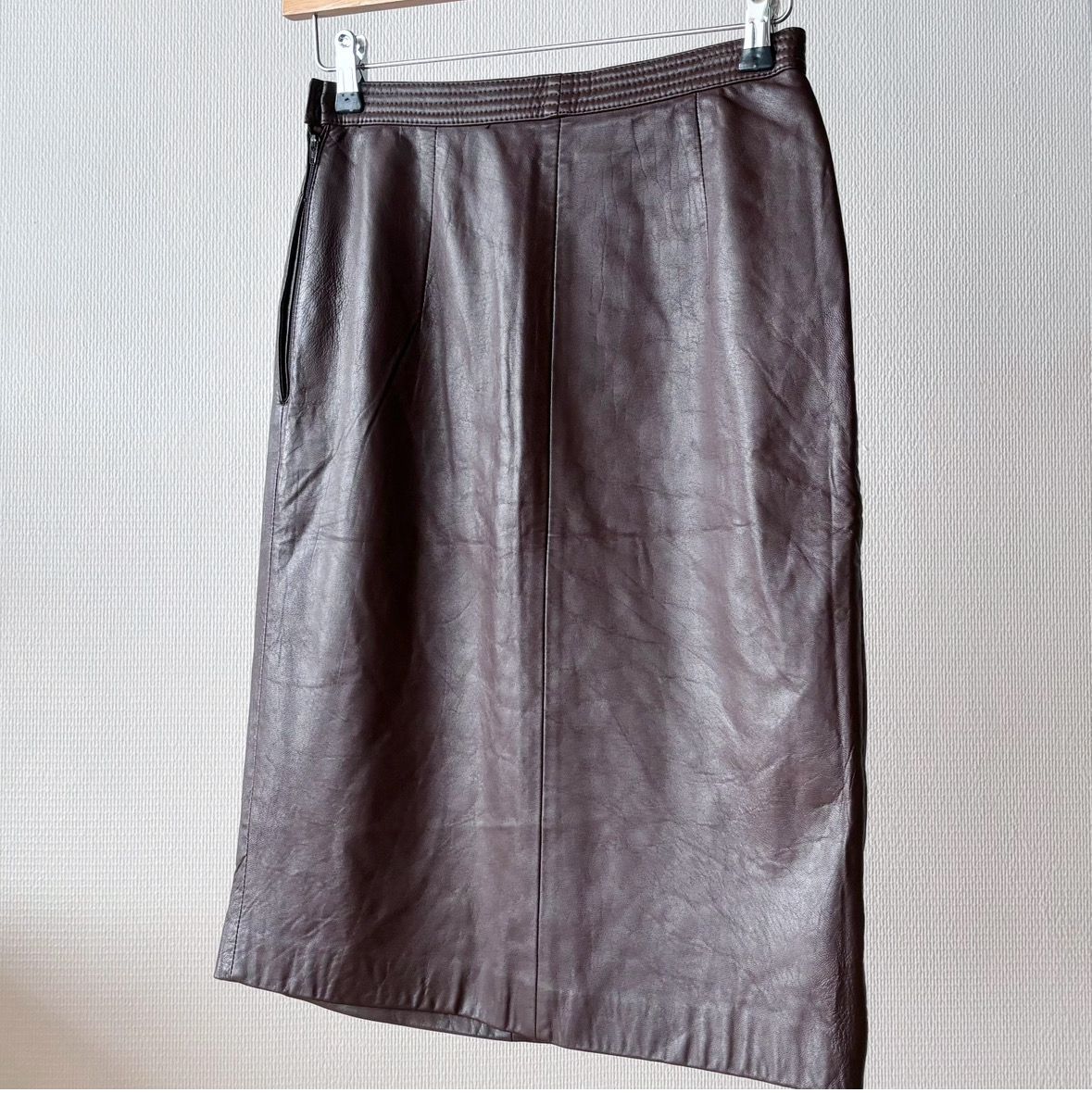 Asymmetrical Design Leather Skirt S