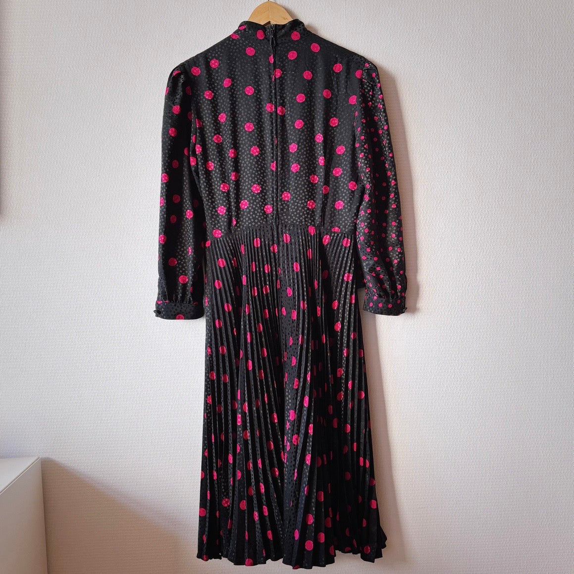 Vintage 80s Polka Dot Pleated Dress