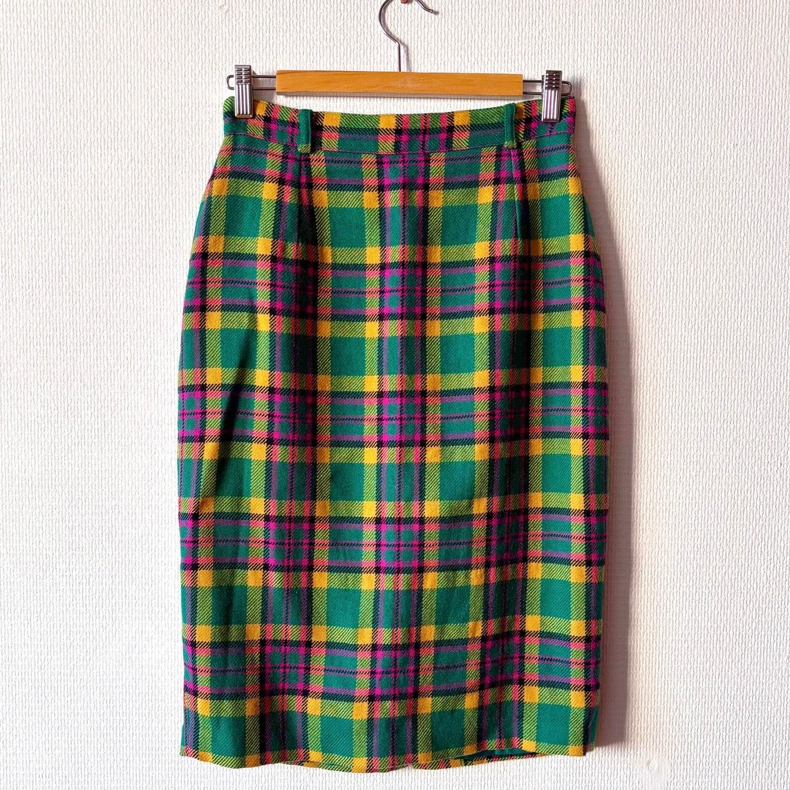 Vintage 100% New Wool Tartan Skirt S/M