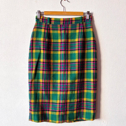 Vintage 100% New Wool Tartan Skirt S/M