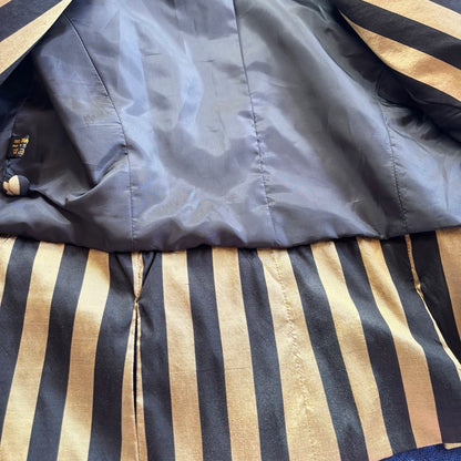 Vintage Thai Silk Gold & Black Striped Two-Piece Set M