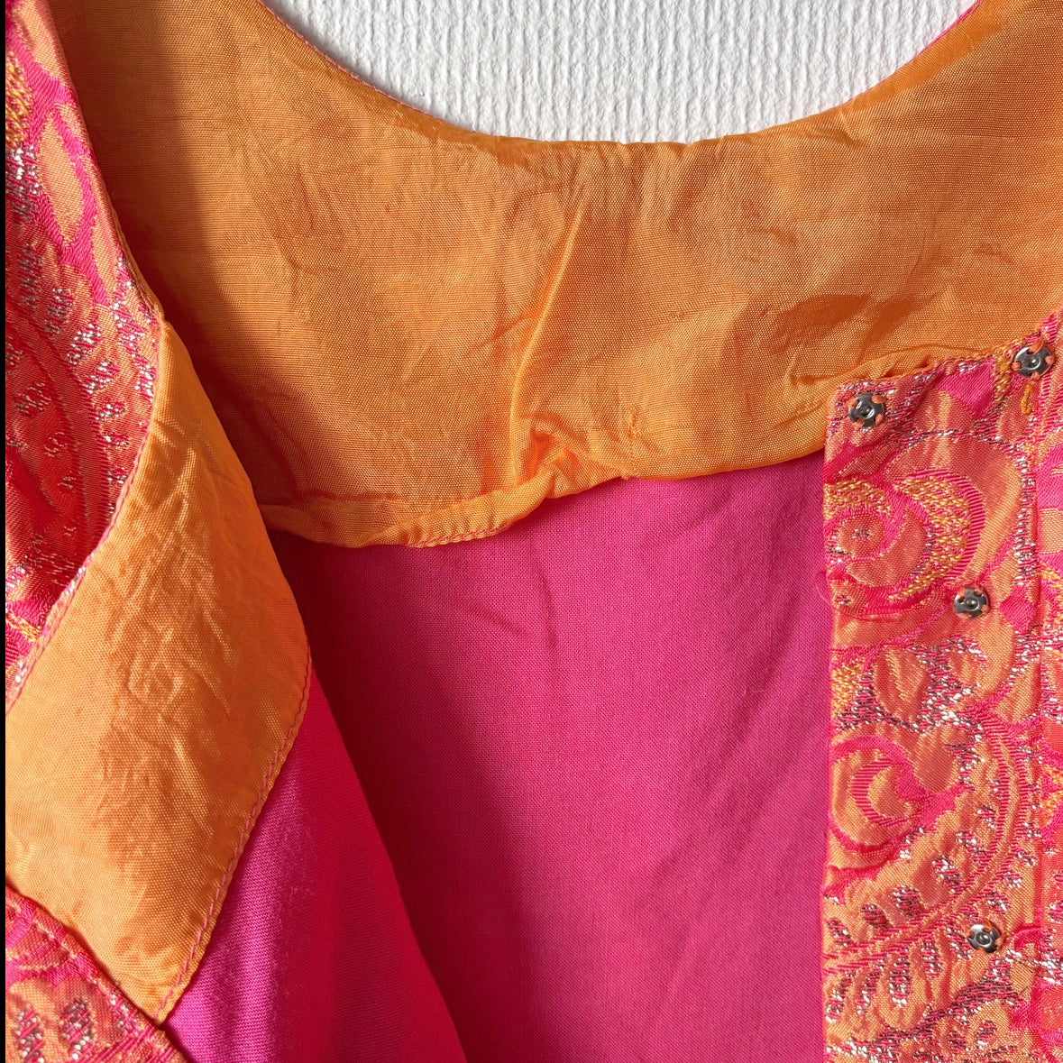 Vintage 60s Red & Orange Shimmer Dress S/XS