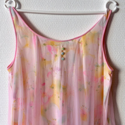 Vintage Pink Chiffon Peignoir Set