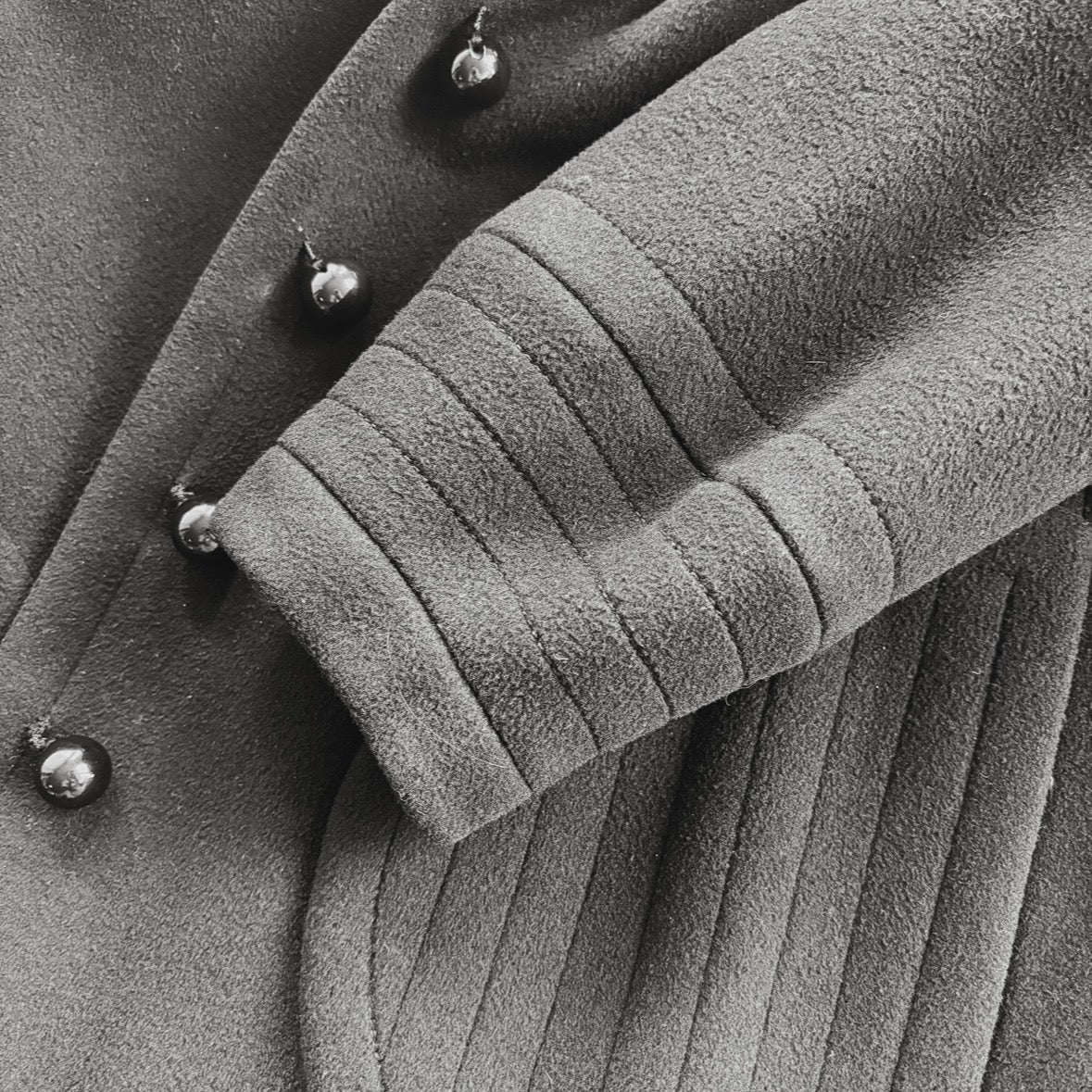 1960s Création Pierre Cardin Paris Black Wool Coat S
