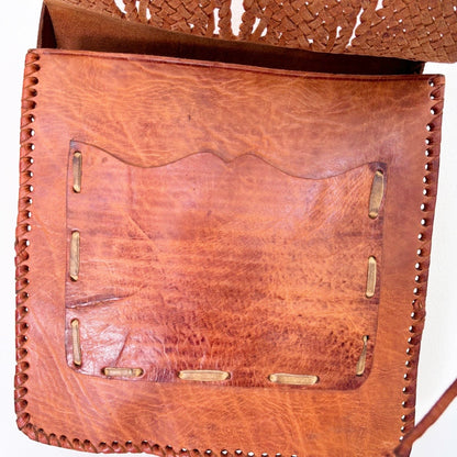 Leather bag with tassels