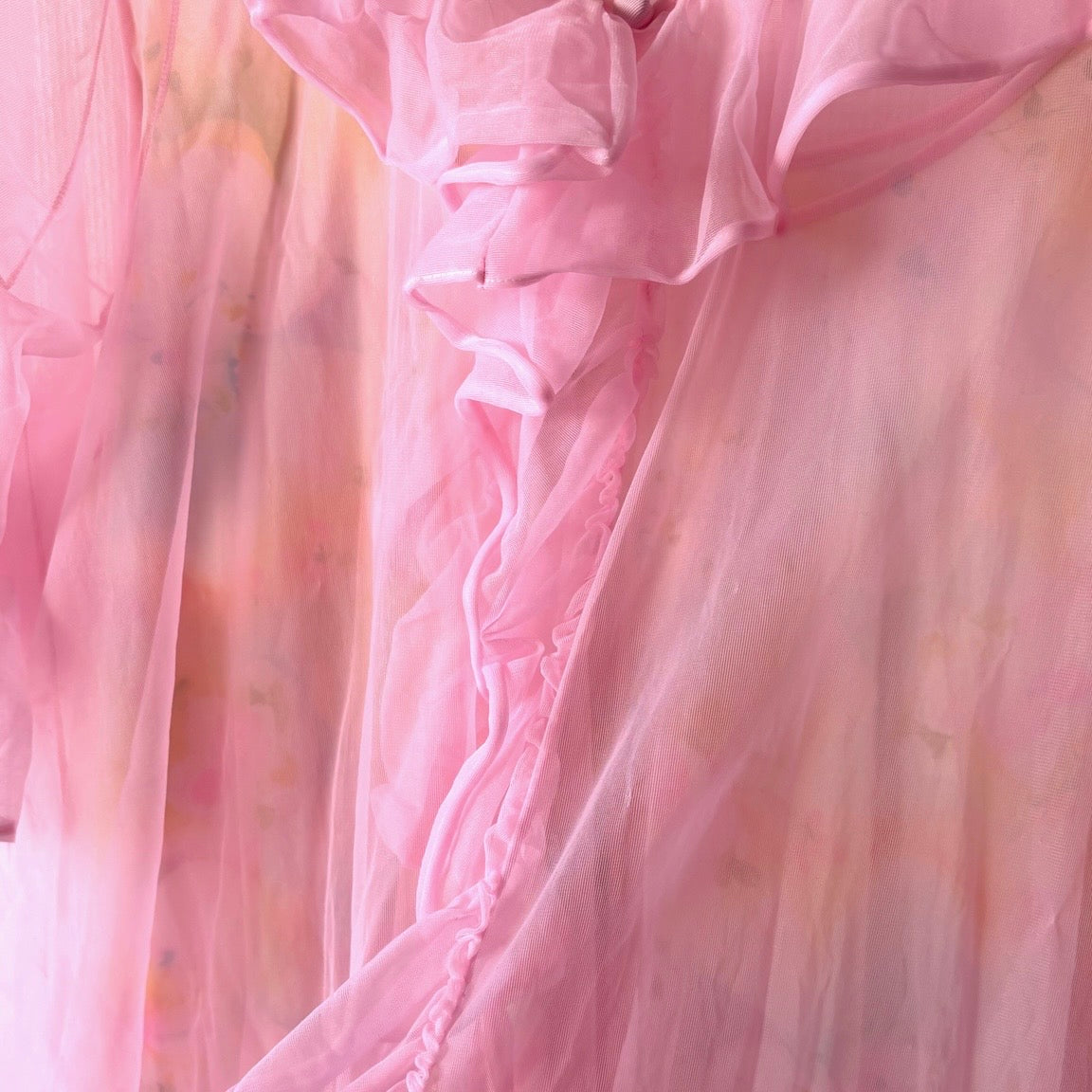 Vintage Pink Chiffon Peignoir Set