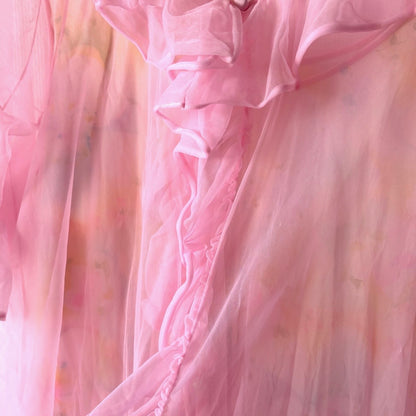 Vintage Pink Chiffon Peignoir Set