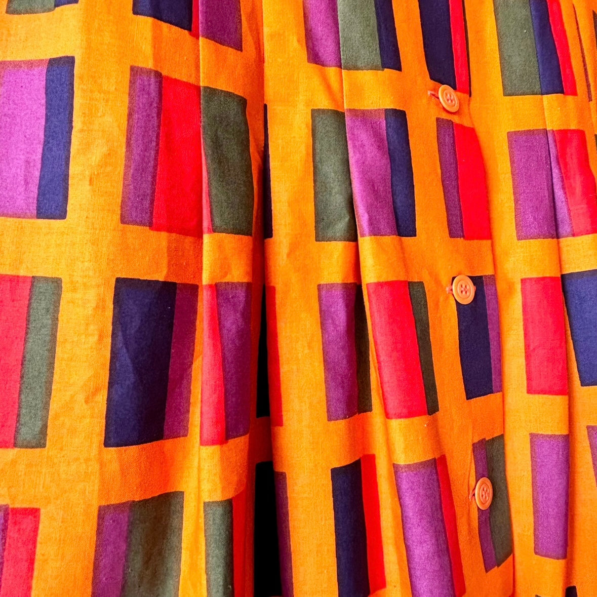 close-up of color pattern on Marimekko vintage dress