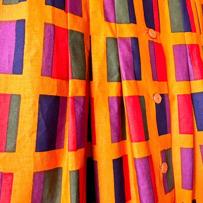 close-up of color pattern on Marimekko vintage dress