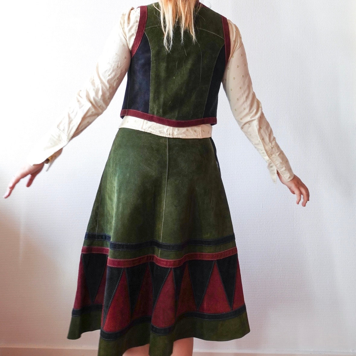 Vintage Friitala Finland Suede Leather Two-Piece Set