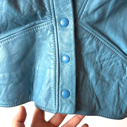Vintage 80s Blue Leather Two-Piece Set