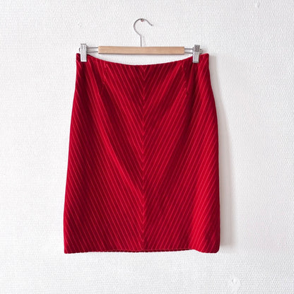 Vintage Mugler Red Velvet Skirt Suit Set S