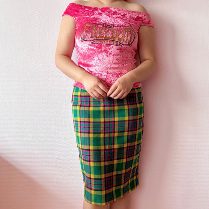 Vintage 100% New Wool Tartan Skirt S/M