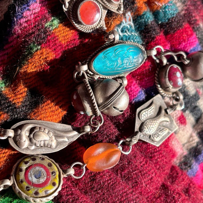 Redesigned Old Bead Tribal Charm Necklace Joy