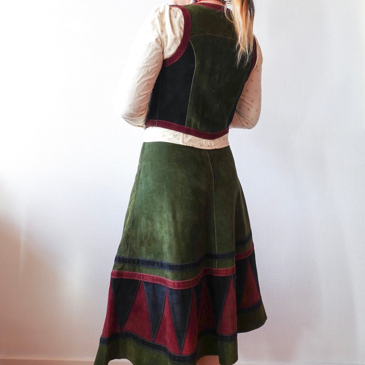 Vintage Friitala Finland Suede Leather Two-Piece Set