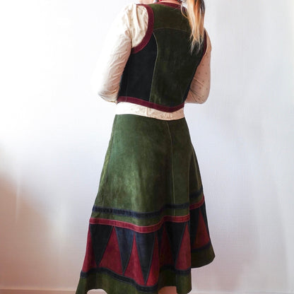 Vintage Friitala Finland Suede Leather Two-Piece Set