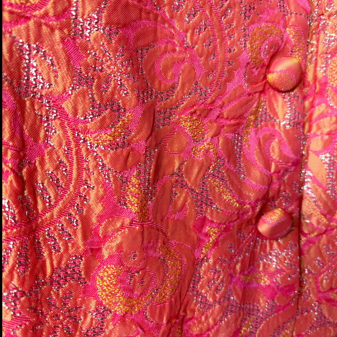 Vintage 60s Red & Orange Shimmer Dress S/XS